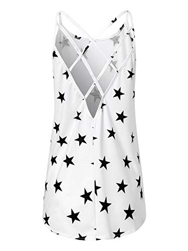 YOINS Camiseta Sin Mangas Mujer Tops Cortos de Verano Casual Camisas Sexy Blanco XL