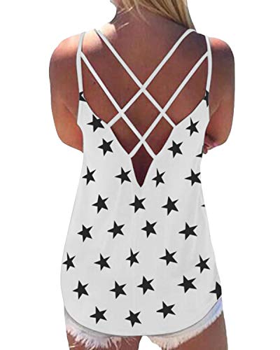 YOINS Camiseta Sin Mangas Mujer Tops Cortos de Verano Casual Camisas Sexy Blanco XL
