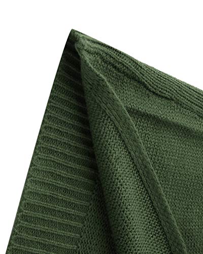 YOINS Jersey Punto Mujer Invierno Suéter Cuello en V Jerséis Manga Larga Camiseta Basico Suelto Cruzado Jerseys Camisa Tops Pull-Over Suéter Mujer Primavera Otoño Verde Oscuro-Nuevo M