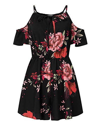 YOINS - Mono Corto para Mujer, de una Pieza, sin Hombros, con Hombros Descubiertos, Parte Superior