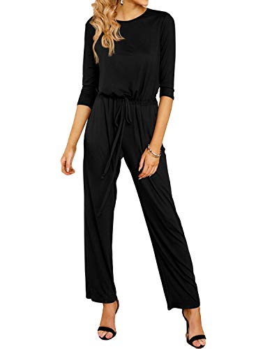 Yoins - Mono de manga larga para mujer, un solo hombro, elegante, monocromático C-negro. S