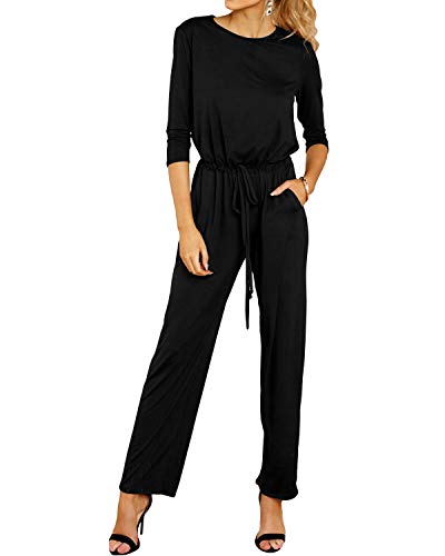 Yoins - Mono de manga larga para mujer, un solo hombro, elegante, monocromático C-negro. S