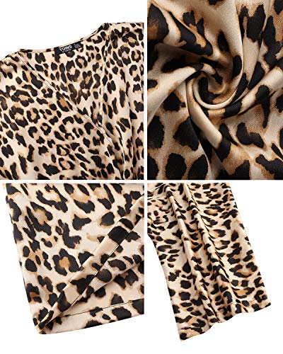 YOINS Mono sexy para mujer, estampado de leopardo, elegante, corto, de fiesta, manga 3/4 con cinturón amarillo S