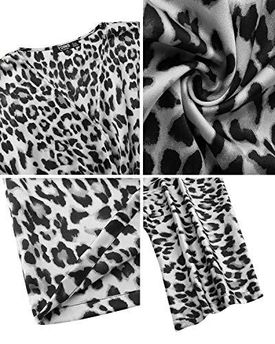 YOINS Mono sexy para mujer, estampado de leopardo, elegante, corto, de fiesta, manga 3/4 con cinturón gris L