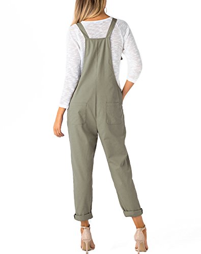 YOINS Mujer Peto de Pantalones Largo Suelto Mono Bolsillos Casual Playa Fiesta Noche Cóctel Caqui M/EU40-42