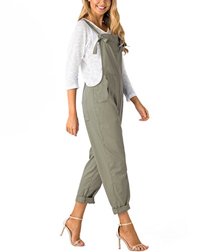 YOINS Mujer Peto de Pantalones Largo Suelto Mono Bolsillos Casual Playa Fiesta Noche Cóctel Caqui M/EU40-42