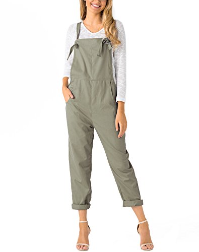 YOINS Mujer Peto de Pantalones Largo Suelto Mono Bolsillos Casual Playa Fiesta Noche Cóctel Caqui M/EU40-42