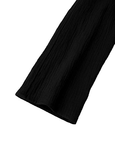 YOINS Mujer Vestido Camisero Vestido con Cuello En V Camisa Manga Larga con Botones Moda Vestido Casual Camisa Vestido Túnica Negro XL
