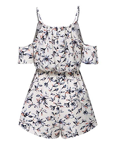 YOINS - Pijama Corto para mujer cuello en V cintura elástica 02 Floral ~ Blanco S