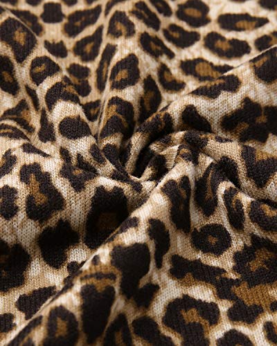 YOINS Playeras Sueltas de Manga Larga con Cuello Redondo Estampado para Mujer con Blusa de diseño Frontal Cruzado Leopard-Khaki 48