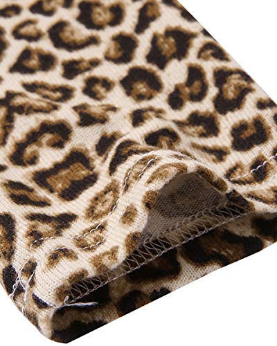 YOINS Playeras Sueltas de Manga Larga con Cuello Redondo Estampado para Mujer con Blusa de diseño Frontal Cruzado Leopard-Khaki 48