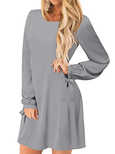 YOINS Vestido de Primavera para Mujer Manga Larga Casual Cintura Alta Túnica de Invierno Vestidos A-Gris S