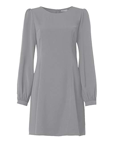 YOINS Vestido de Primavera para Mujer Manga Larga Casual Cintura Alta Túnica de Invierno Vestidos A-Gris S