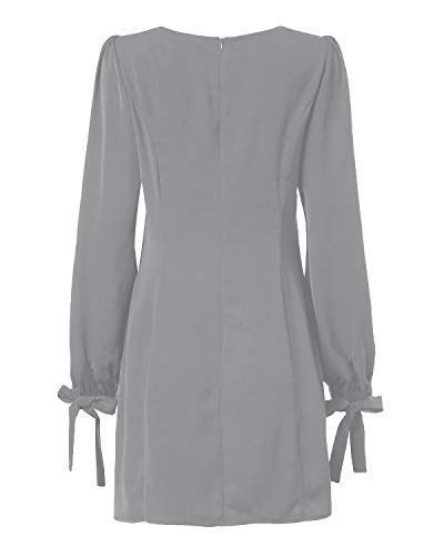 YOINS Vestido de Primavera para Mujer Manga Larga Casual Cintura Alta Túnica de Invierno Vestidos A-Gris S