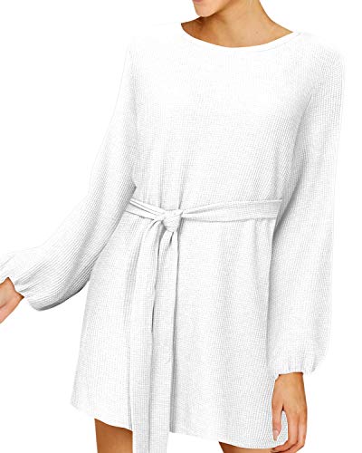 YOINS - Vestido de Punto para Mujer, Vestido de Invierno, Vestido de Patinaje, Vestido de Navidad, para Mujer, Sexy, Manga Larga, Cuello en V, Minivestido de línea A