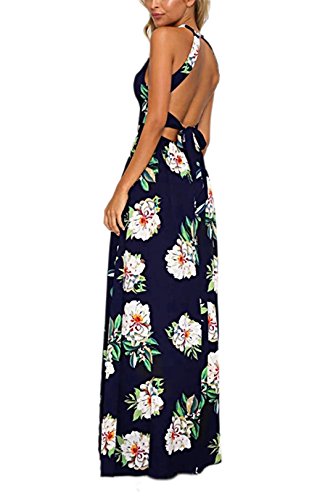 YOINS - Vestido de verano para mujer, largo hasta la rodilla, cintura alta, sin mangas, para la playa, hasta la rodilla azul cobalto XXL