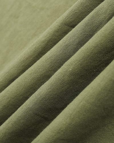 YOINS Vestido Midi Mujer Elegante Camisa de Manga Larga con Botones Informal Blusa Túnica Trabajo con Cuello en V Ejercito Verde XL