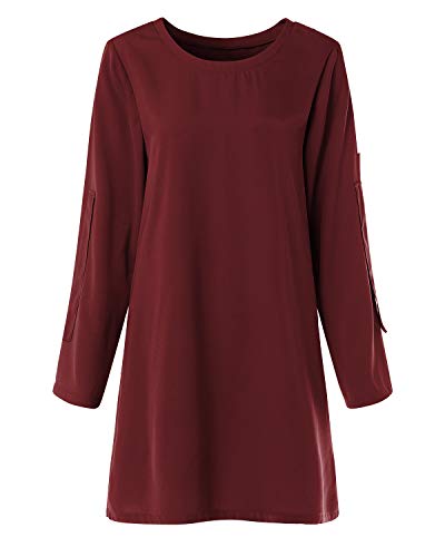 YOINS Vestidos Mujer Casual Vestido Largos de Fiesta Manga Corta Verano Vestidos Camiseta con Cuello Redondo con Mangas de Kowknot Vino Tinto-03 L