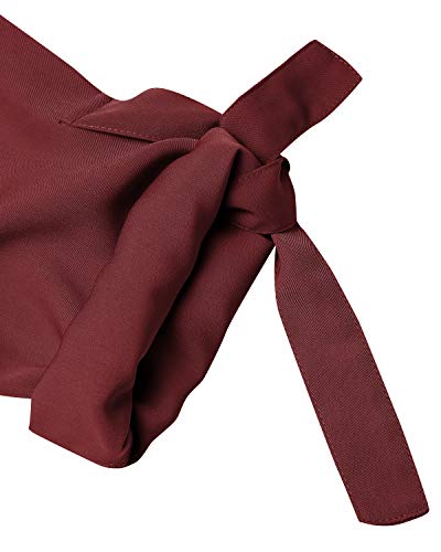 YOINS Vestidos Mujer Casual Vestido Largos de Fiesta Manga Corta Verano Vestidos Camiseta con Cuello Redondo con Mangas de Kowknot Vino Tinto-03 L