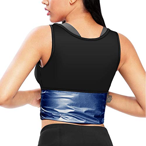 Yokald Faja Reductora Adelgazante Abdominal Mujer polímero Camiseta Sudoración Compresión de Sauna Chaleco para con Cremallera para Deporte Fitness (Negro, 3XL)
