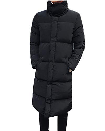 Yonglan Hombre Largo Abajo Chaqueta Invierno Acolchada Cazadora Plumas Abrigo Parka Plus Size Negro XXXL