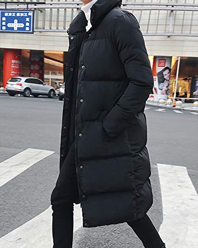 Yonglan Hombre Largo Abajo Chaqueta Invierno Acolchada Cazadora Plumas Abrigo Parka Plus Size Negro XXXXL