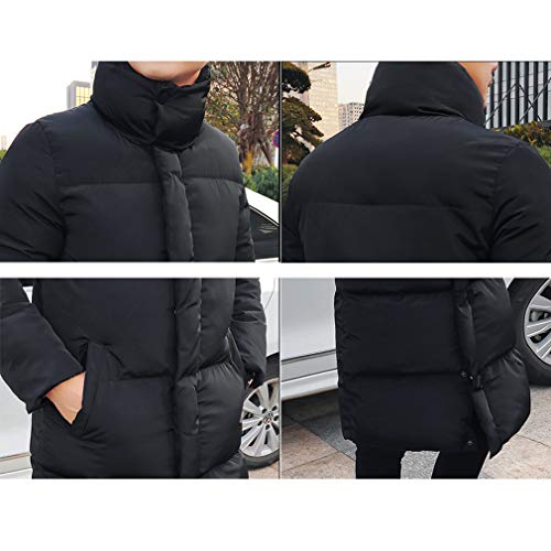 Yonglan Hombre Largo Abajo Chaqueta Invierno Acolchada Cazadora Plumas Abrigo Parka Plus Size Negro XXXXL
