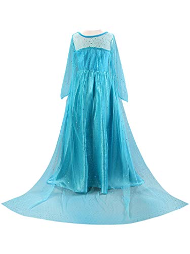 YOSICIL Vestido de Princesa Elsa Vestido Frozen Niñas Disfraz Traje de Cumpleaños Ninas Fancy Dress Nina Disfraz Elsa Princesa Cosplay con Accesorios Traje de Arrastre 3-10Años 110-150cm