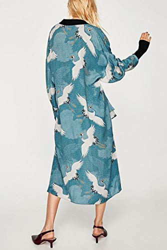 YouKD Cárdigan de Manga Larga de algodón de Verano para Mujer Vestido Largo de Boho Vestido Largo de Playa Kimono Largo Talla única