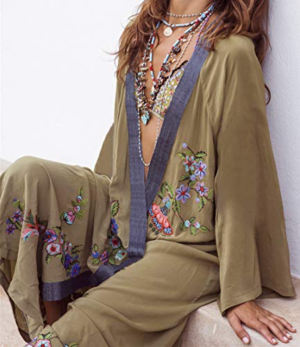 YouKD Vestido Largo de Kimono Largo de Cardigan Largo para Mujer Traje de baño Bohemio Batas de Playa