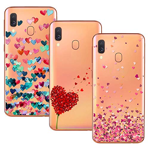 Young & Ming Compatible para Galaxy A40 Funda, (3 Pack) Transparente Ultrafina Carcasa Delgado antigolpes Resistente, Amor