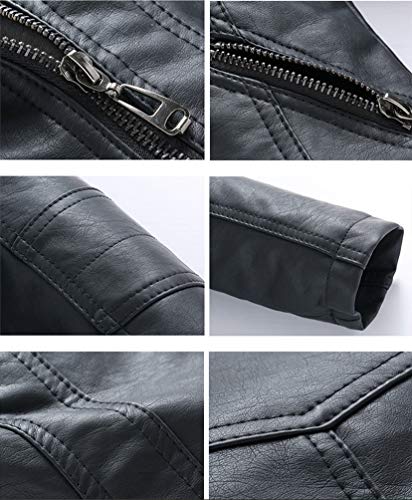 YoungSoul Chaqueta Biker Niño - Cazadora Motera Efecto Piel Niña - Abrigos Imitacion Cuero con Cremallera Primavera Otoño Negro 5-6 años/Tamaño 120