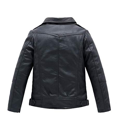 YoungSoul Chaqueta Biker Niño - Cazadora Motera Efecto Piel Niña - Abrigos Imitacion Cuero con Cremallera Primavera Otoño Negro 5-6 años/Tamaño 120
