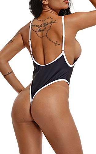 Your Home Security Bikini Monokini Mujer Push-up Acolchado Bra Trajes de Baño Brasileño una pieza330 Negro Small