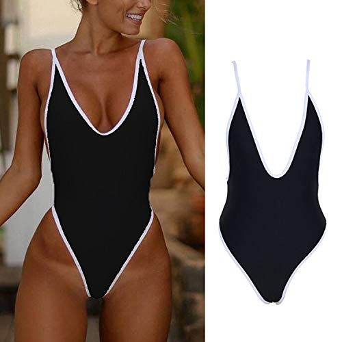 Your Home Security Bikini Monokini Mujer Push-up Acolchado Bra Trajes de Baño Brasileño una pieza330 Negro Small