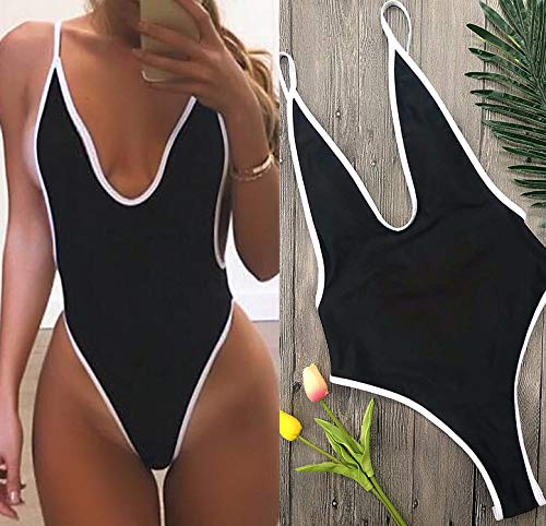 Your Home Security Bikini Monokini Mujer Push-up Acolchado Bra Trajes de Baño Brasileño una pieza330 Negro Small