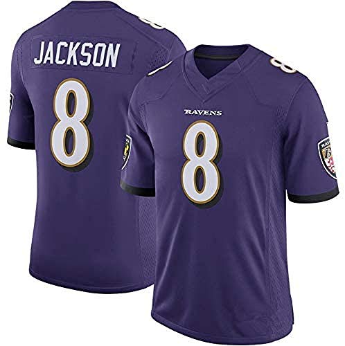 YOYO Baltimore Ravens # 8 Lamar Jackson-Men NFL Jersey De Rugby De Fútbol Americano,Purple-XL