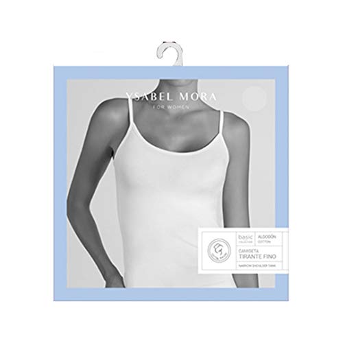 YSABEL MORA Camiseta Tirante Fino Algodón Basic 19145 (Blanco, M)