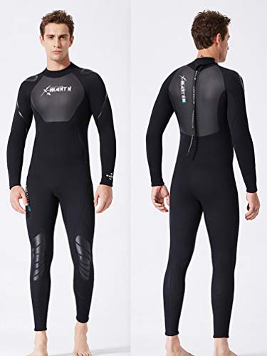 YuanDian Hombre Mujer Invierno 3mm Trajes De Neopreno Buceo Elastic Termica Manga Larga Una Pieza Submarinismo Traje De Buzo Surf Natacion Triathlon Snorkel Mono Traje De Buzo Hombre Negro L