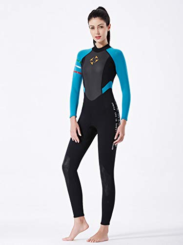 YuanDian Mujer 3mm Trajes De Neopreno Buceo Mono Stretch Espesar Cálido Submarinismo Traje De Buzo Una Pieza Surf Natacion Triathlon Snorkel Deportes Acuáticos Mono Ropa Buceo Negro Azul S