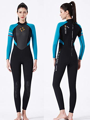 YuanDian Mujer 3mm Trajes De Neopreno Buceo Mono Stretch Espesar Cálido Submarinismo Traje De Buzo Una Pieza Surf Natacion Triathlon Snorkel Deportes Acuáticos Mono Ropa Buceo Negro Azul S