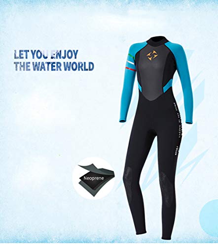 YuanDian Mujer 3mm Trajes De Neopreno Buceo Mono Stretch Espesar Cálido Submarinismo Traje De Buzo Una Pieza Surf Natacion Triathlon Snorkel Deportes Acuáticos Mono Ropa Buceo Negro Azul S