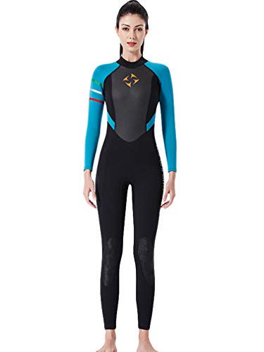 YuanDian Mujer 3mm Trajes De Neopreno Buceo Mono Stretch Espesar Cálido Submarinismo Traje De Buzo Una Pieza Surf Natacion Triathlon Snorkel Deportes Acuáticos Mono Ropa Buceo Negro Azul S