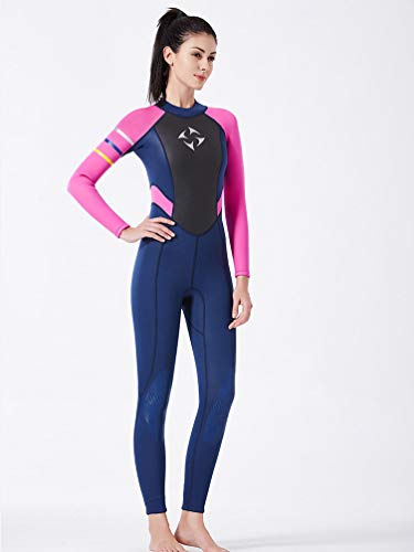 YuanDian Mujer 3mm Trajes De Neopreno Buceo Mono Stretch Espesar Cálido Submarinismo Traje De Buzo Una Pieza Surf Natacion Triathlon Snorkel Deportes Acuáticos Mono Ropa Buceo Azul Rojo M