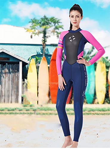 YuanDian Mujer 3mm Trajes De Neopreno Buceo Mono Stretch Espesar Cálido Submarinismo Traje De Buzo Una Pieza Surf Natacion Triathlon Snorkel Deportes Acuáticos Mono Ropa Buceo Azul Rojo M