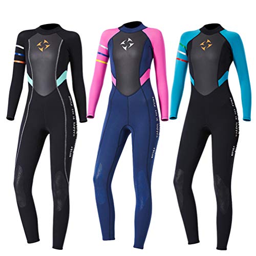 YuanDian Mujer 3mm Trajes De Neopreno Buceo Mono Stretch Espesar Cálido Submarinismo Traje De Buzo Una Pieza Surf Natacion Triathlon Snorkel Deportes Acuáticos Mono Ropa Buceo Azul Rojo M