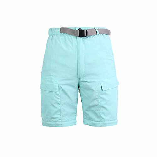 Yuanu Hombre Thin Color Sólido Secado Rápido Camisas/Pantalones, Desmontable Manga Larga Solapa Shirts Y Desmontable Trekking Pantalones para Hombre/Mujer Donna Pantaloni Lago BLU L