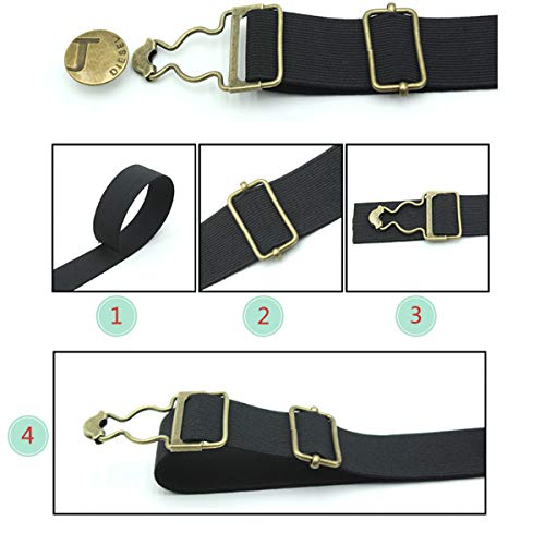 Yueser 30 Sets Hebillas de Metal Braces Ajustable Soporte Hebillas con Cierre Deslizante Rectangular Sujeciones para Mono y Vestidos Plata Negro Pistola y Bronce,38 mm