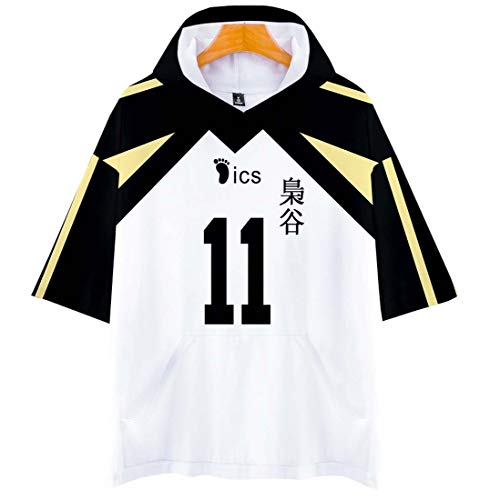 Yumenam Unisex Voleibol Junior Haikyuu Camiseta con Capucha Impreso 3D Manga Corta Verano Tops Karasuno High School Voleibol Camiseta Anime Cosplay Disfraz