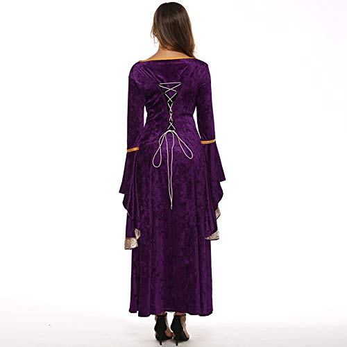 YunFeel Vestido medieval para mujer, vestido renacentista, vestido retro irlandés, vestido largo - morado - M